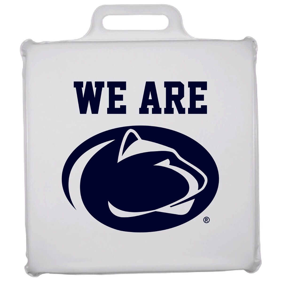 white stadium seat cushion with We Are and Penn State Athletic Logo